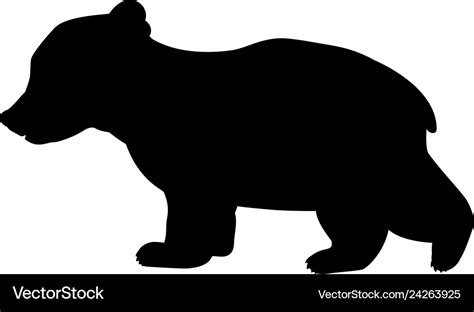 Bear cub wild black silhouette animal Royalty Free Vector