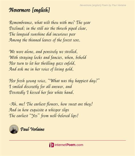 Nevermore [English] Poem by Paul Verlaine | Happy poems, Poems, Rhyme scheme