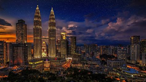 Download Petronas Towers Skyscraper Building Light Night Cityscape Malaysia Man Made Kuala ...