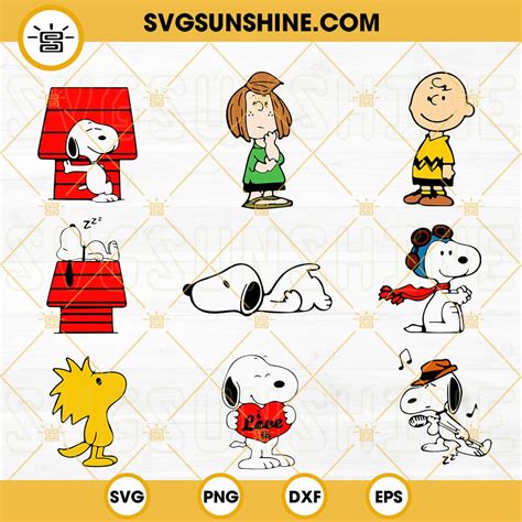 Snoopy SVG Bundle, Peanuts SVG, Charlie Brown SVG, Woodstock SVG, Snoopy Characters SVG PNG DXF EPS