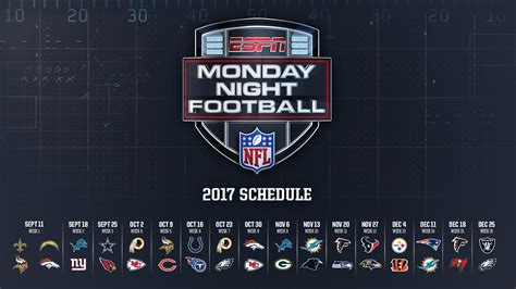 Monday Night Football Schedule Printable