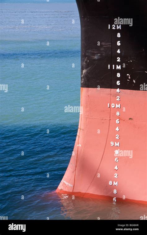 Bow and draught marks of ship Stock Photo - Alamy