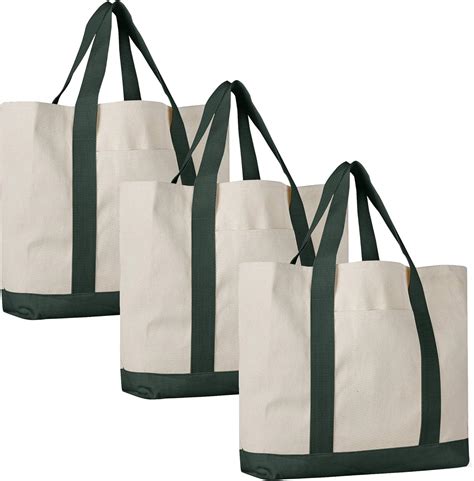 Large Sturdy Canvas Tote Bags - 3 Pack - Heavy Duty Strong Cotton Canvas Bags for Shopping ...