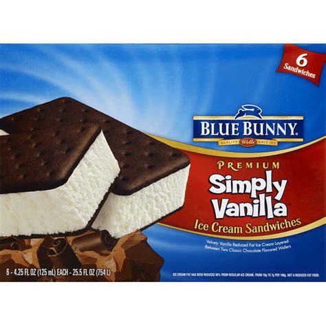 Blue Bunny Ice Cream Sandwiches, Simply Vanilla (6 each) - Instacart