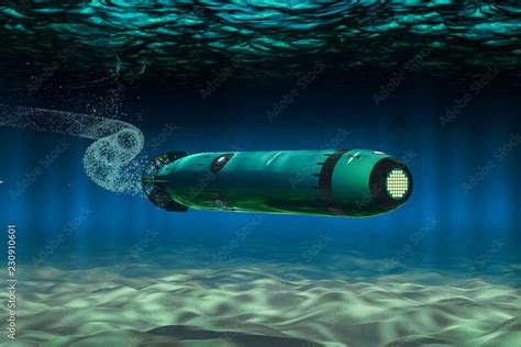 Torpedo Underwater, 3D rendering Stock Illustration | Adobe Stock