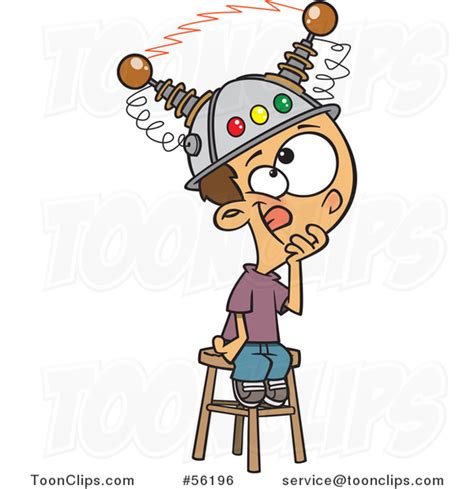 Cartoon White Boy Sitting on a Stool with a Thinking Cap on #56196 by ...