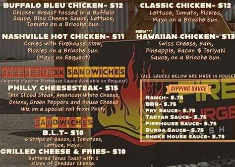 Firehouse Grill Burgers Menu, Port Angeles, WA