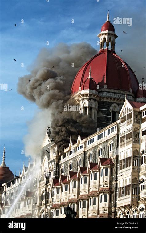 26/11 Mumbai terror attack 2008 , Taj Mahal Hotel burning , Colaba , Bombay , Mumbai ...