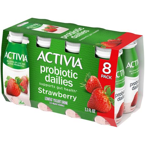 Activia Probiotic Dailies Strawberry Yogurt Drink, 3.1 Oz., 8 Count ...