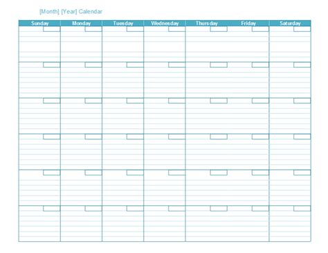 Blank monthly calendar