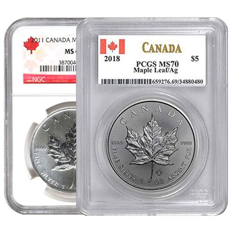 1 oz Silver Canadian Maple Leaf Coins MS70 - Silver.com