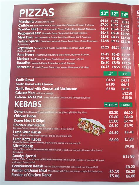 Menu at Antalya Kebab House, Hereford, Hereford