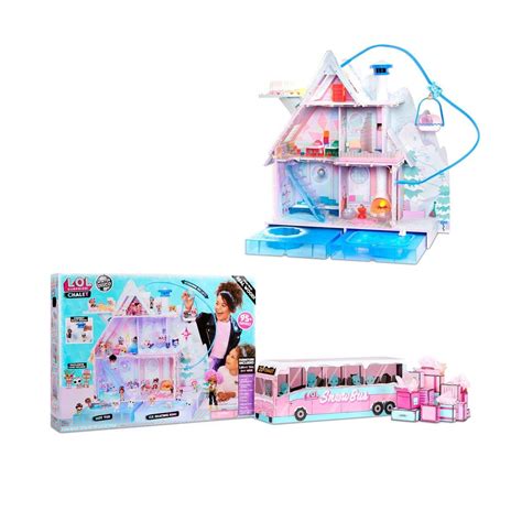 LOL Surprise Winter Disco Chalet Wooden Doll House with Exclusive Fami ...