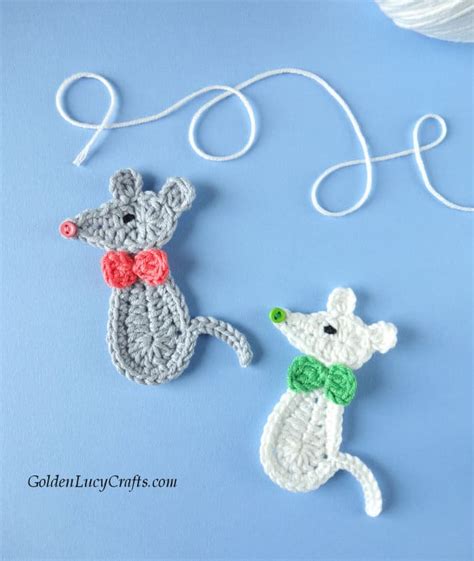 Mouse Applique, Free Crochet Pattern - GoldenLucyCrafts