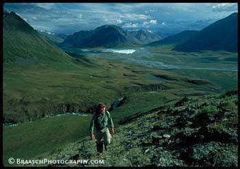 Alaska. Wilderness. Hiking. Recreation. Man and nature. Arctic NWR. Canning River. Arctic.