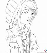 Hipster Coloring Pages Girl In Hat  Free Printable sketch template