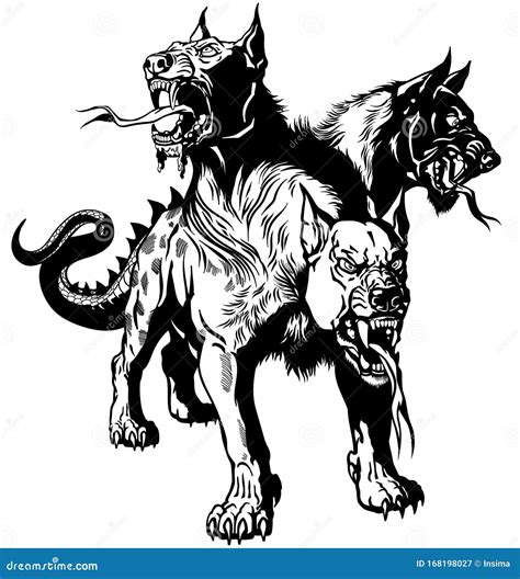 Cerberus Hell Hound Black and White Stock Vector - Illustration of ...