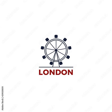 London eye logotype. Vector illustration of London Eye. Design in linear style of famous London ...