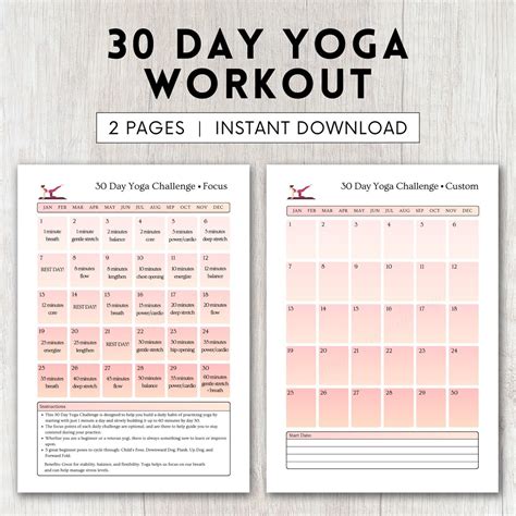 Yoga Challenge 30 Day for Yoga Workout Planner for Stretching 30 Day Challenge for Beginner Yoga ...