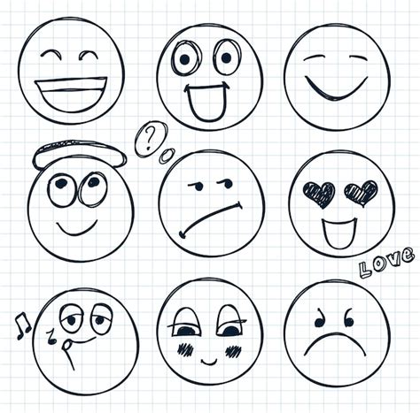 Premium Vector | Vector set of hand drawn faces, moods isolated