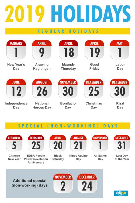 Infographic: Philippine holidays for 2019 | Philstar.com