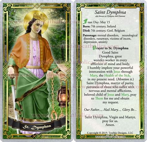 Saint Dymphna Ireland Laminated Holy Prayer Cards. Mental - Etsy