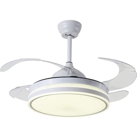 SND Home Decor Elegant White Ceiling Fan with Light, Modern Invisible Ceiling Fan Chandelier ...