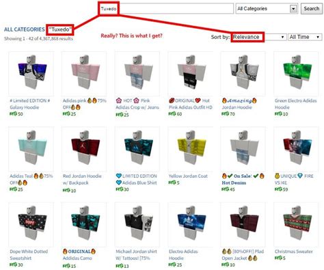 The clothing catalog problem : roblox