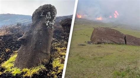 Fire on Easter Island causes 'irreparable' damage to famous moai statues