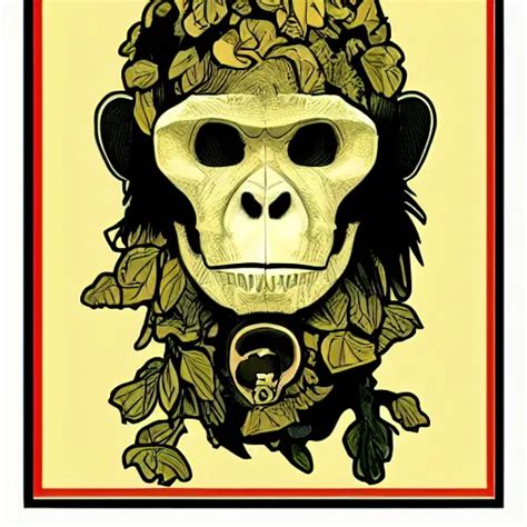 ape monkey portrait skull bones in the style of | Stable Diffusion ...