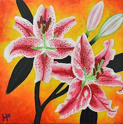 Stargazer Lilies Original Acrylic Painting on Gallery Wrapped Canvas 12"x12" http://bit.ly ...