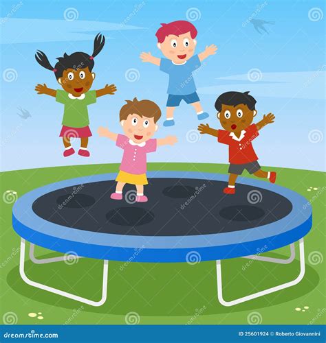 Kids Playing On Trampoline Stock Images - Image: 25601924