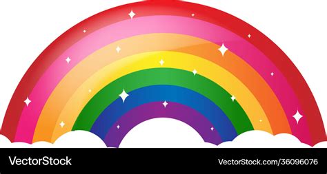 Cartoon rainbow with stars and white background Vector Image