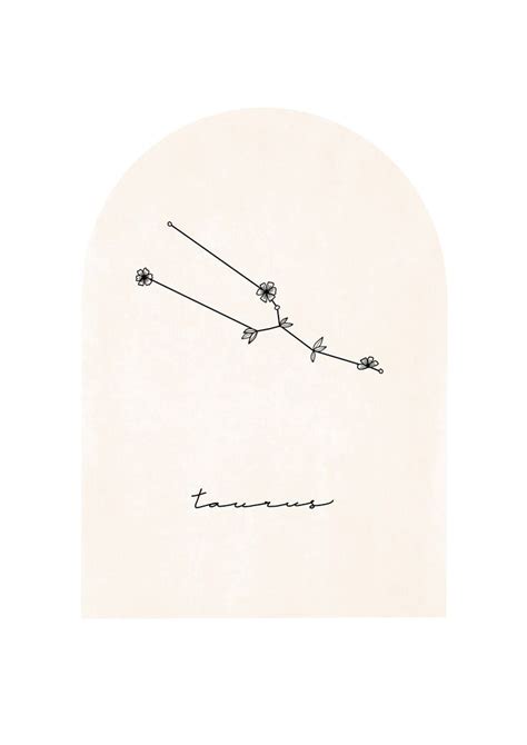 A3 Taurus Constellation Drawing | Taurus Zodiac Print | Floral Star ...