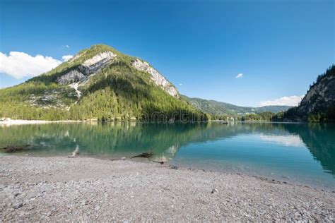 Lake Braies Also Known As Pragser Wildsee or Lago Di Braies in Dolomites Mountains, Famous for ...