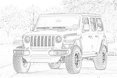 Jeep Rubicon coloring page - Mimi Panda