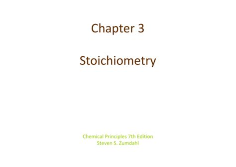 Chapter 3 Stoichiometry