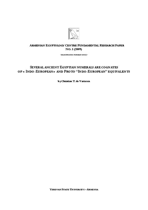 (PDF) Several Ancient Egyptian numerals are cognates of Indo European or Proto Indo European ...
