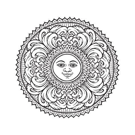Mandala Smiling Sun Coloring Page - Download, Print Now!
