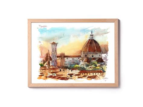 Firenze Duomo Illustration, Il Duomo Watercolor, Santa Maria Del Fiore ...