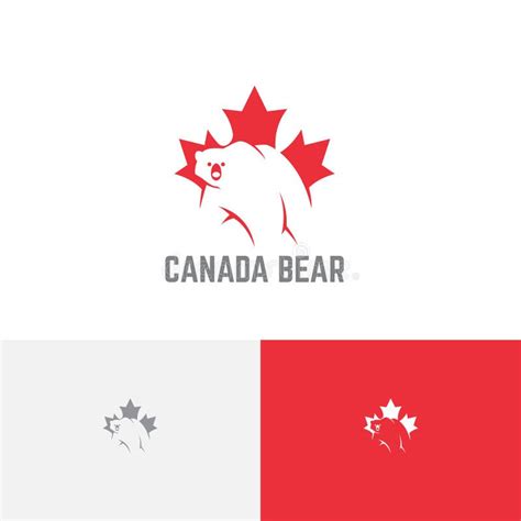 Canada Polar Bear Maple Leaf Negative Space Logo Template Stock Vector ...