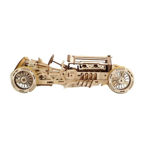 UGEARS U-9 Grand Prix Car 3D Mechanical Wooden Puzzle - Self Assembling Craft Set - Brain Teaser ...