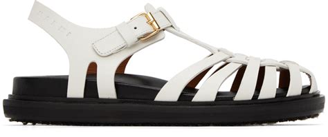 White Fisherman Sandals by Marni on Sale