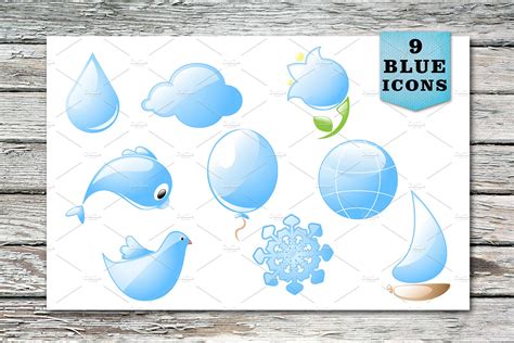 Blue Vector Icons | Illustrator Graphics ~ Creative Market