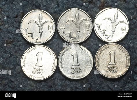 New Israeli Shekel coins 6 one shekel coins Stock Photo - Alamy