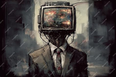 Premium Photo | A man in a suit with a TV head is a striking symbol of ...