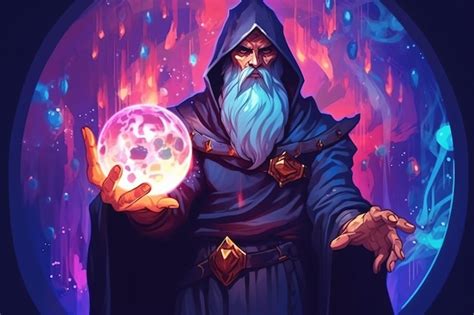 Premium AI Image | painting of a wizard holding a crystal ball in his hand