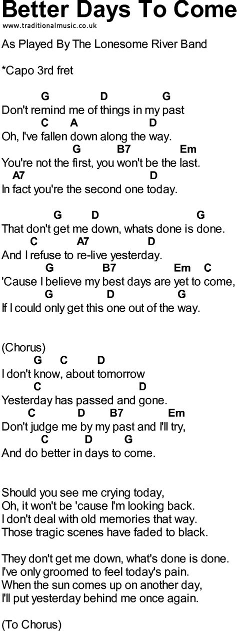 Bluegrass songs with chords - Better Days To Come