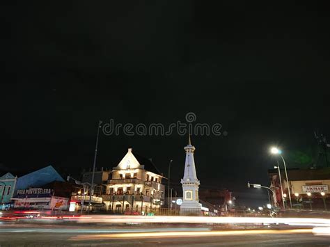 Photo Editorial, Slow Speed, Tugu Yogyakarta or Monument in the Night, Yogya, Jogja, Jogjakarta ...