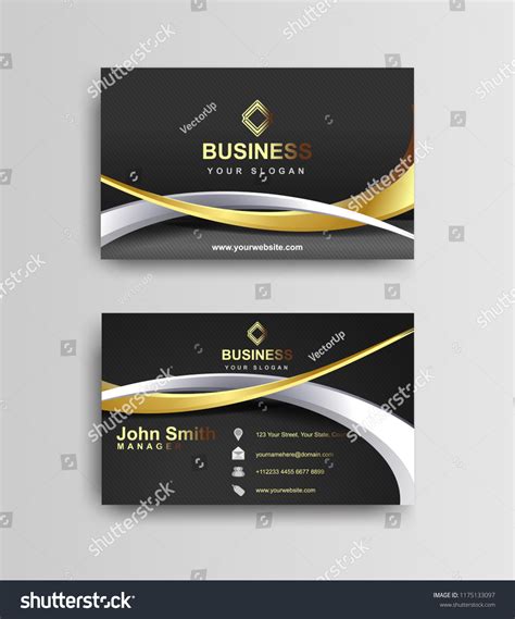 Black Gold Business Card Template Design Stock Vector (Royalty Free) 1175133097